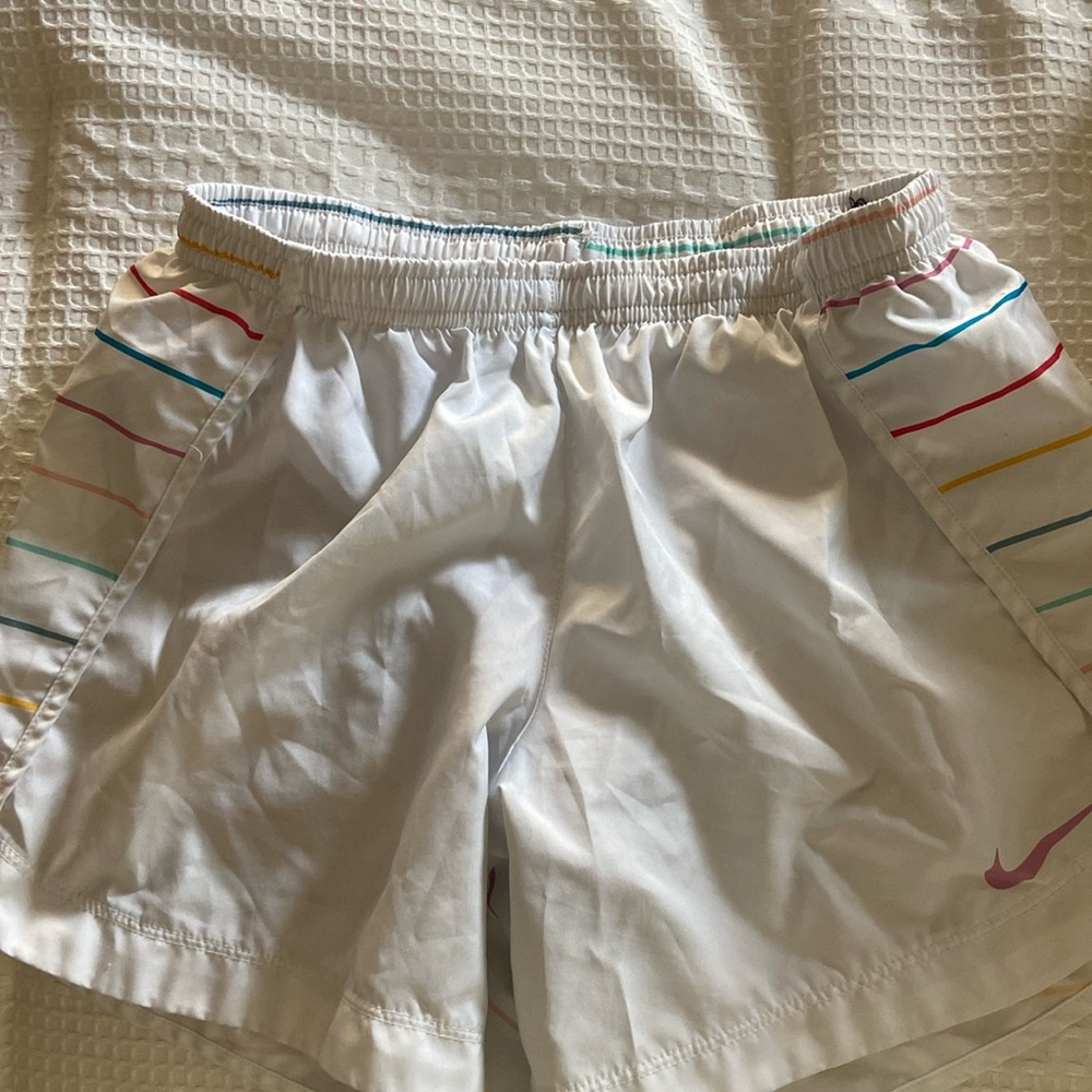 Girls XL white striped Nike Dri Fit Shorts.
